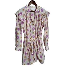 Xirena Suri Dress in Lilac Ikat size L NWOT Tie Waist Ruffle Shoulder